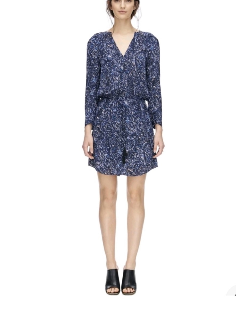 Rebecca Taylor Printed V-Neck Long Sleeve Dress